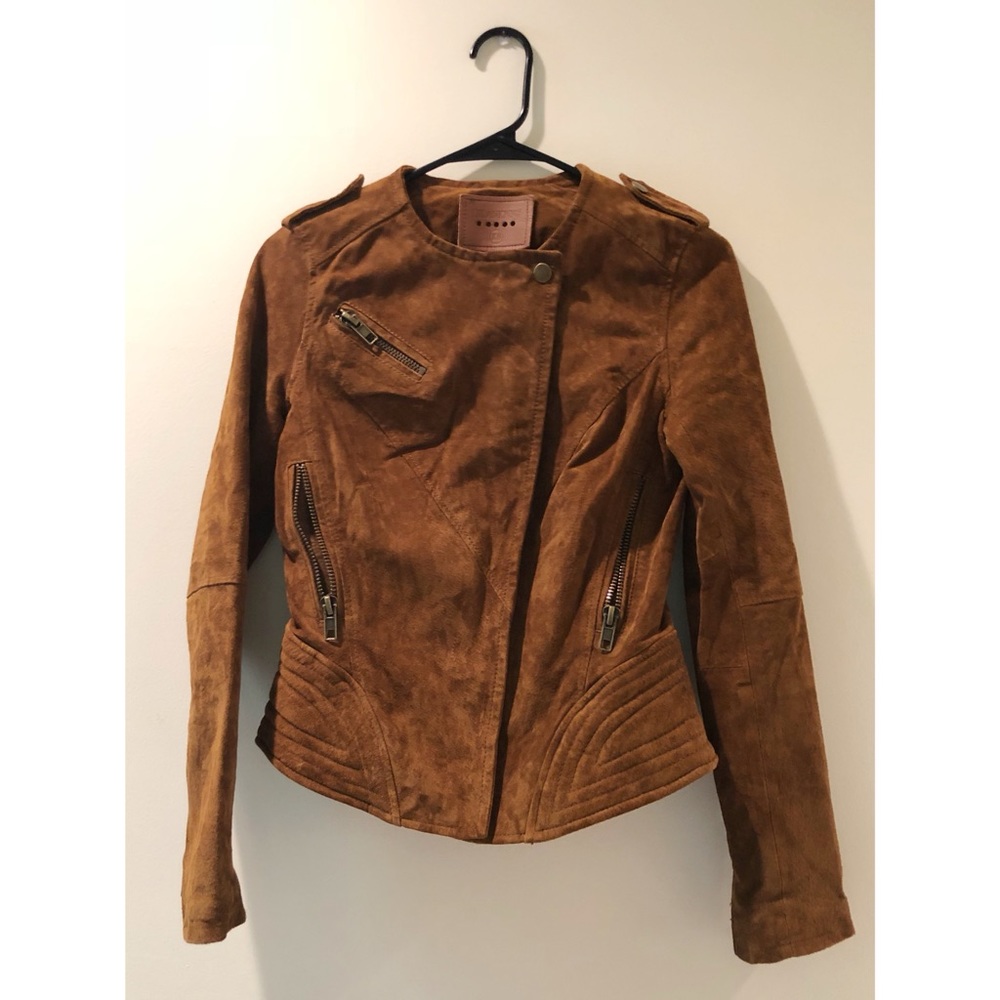Blank NYC Brown Cognac Faux Suede Moto Jacket - Picture 3 of 5